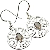 SilverStarJewel 925 Solid Sterling Silver Cut Smoky Quartz Pierced Earrings 3.3 cm 3.0 Grams