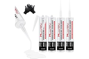 MuzeFansi RV Roof Lap Sealant Self Leveling,4 Pack RV Roof Silicone Sealant White, Waterproof Flexible EPDM RV Sealants and Caulking Exterior Repair Kit for Campers,Trailers, Motorhomes