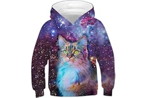 Ainuno Kids Boys Girls Hoodie Pullover 4-15Y Galaxy Wolf Sweatshirts 3D Cool Top