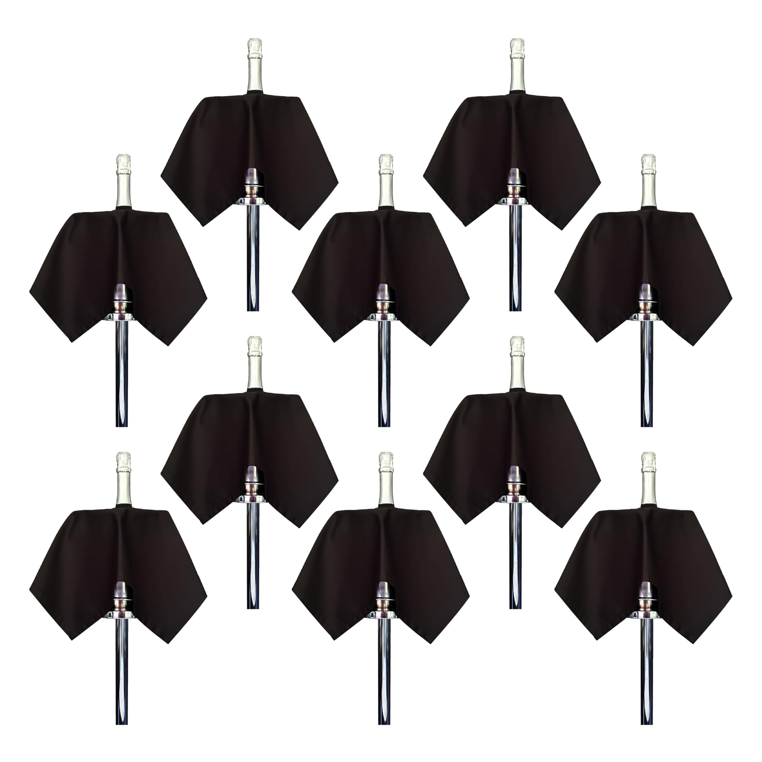 BottleCloths - Catering Collection, Bottle Cloths for Ice Buckets, Polycotton, 54 cm, Center Hole, Stitched Circle (Black, Pack of 10)