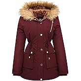 FARVALUE Womens Water-repellent Winter Coat Thicken Puffer Jacket Warm FLeece Lined Parka with Fur Hood