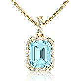 Belinda Jewelz Womens 14k White/Yellow Gold Emerald Cut Sparkling Gemstone Necklace Hanging Choker Pendant Elegant Classic Luxury Beautiful Fine Jewelry Accessory for Female