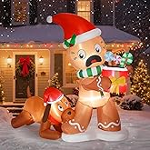 Togake Christmas Gingerbread Man & Dog Inflatables Decorations Outdoor 5ft Funny Inflatable Blow Up Yard Decoration with Build-in LED Xmas Holiday Blow Ups Decor for Indoor Outside Garden Lawn Decor