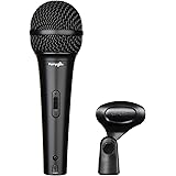 Perrycom Dynamic Vocal Microphone, Dynamic Unidirectional HandHeld Singing Microphone with ON OFF Switch, Black Microphone Cl