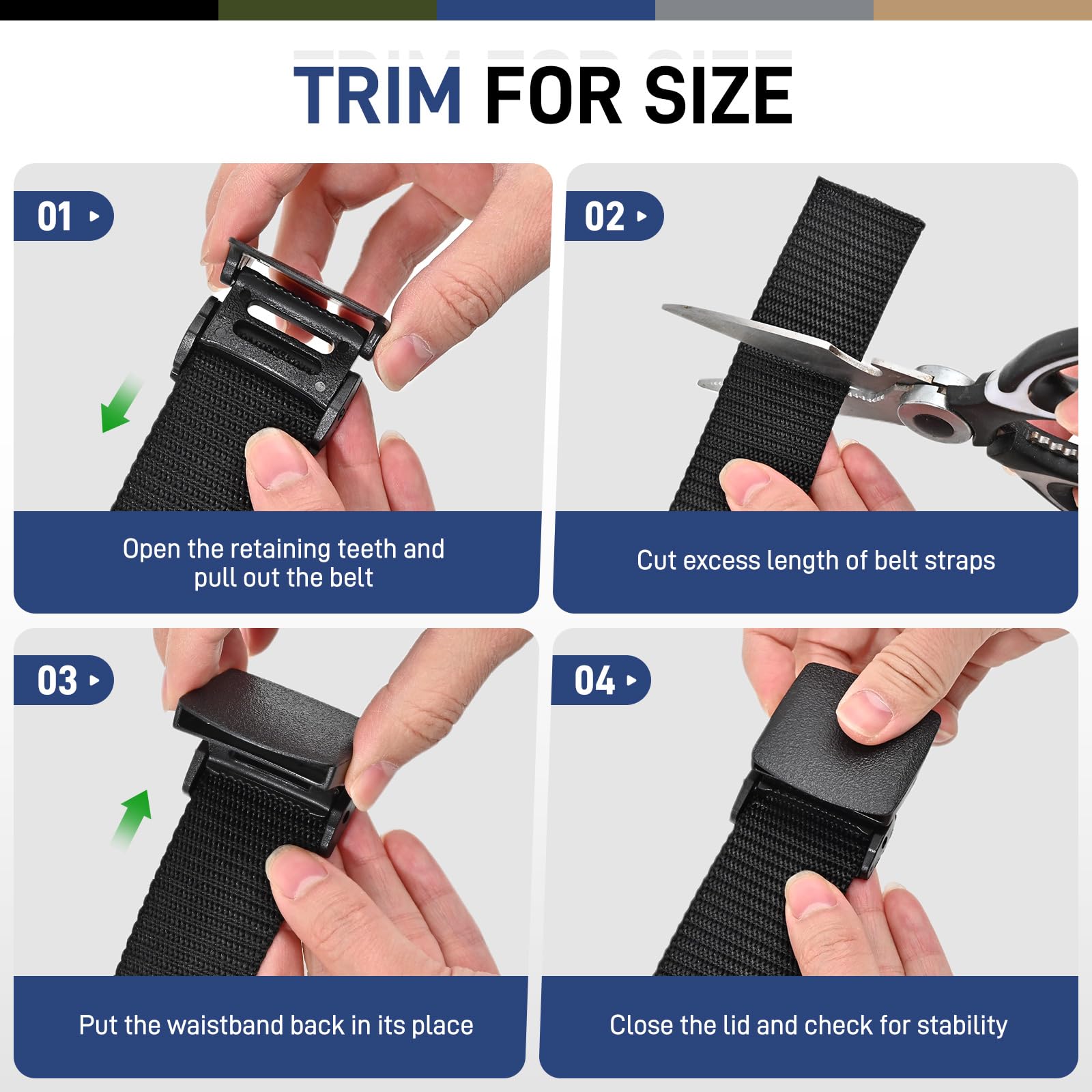 UNGGJKB Tactical Men's Nylon Belts,5 Pack Mens Belts Casual，Military Canvas Outdoor Metal-free Belts