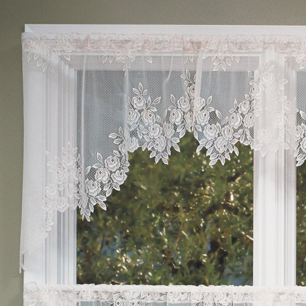 Heritage Lace Tea Rose Swag Pair Kitchen & Dining