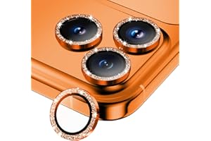 Wumigoo Camera Lens Protector for iPhone 17 Pro Max/17 Pro/16 Pro Max/16 Pro/15 Pro Max/15 Pro/14 Pro Max/14 Pro,Tempered Glass Metal Individual Cover[Anti-drop] Case Friendly- Glitter Cosmic Orange