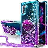 Silverback for Galaxy Note 10 Case, Moving Liquid Holographic Sparkle Glitter Case with Kickstand, Bling Diamond Rhinestone Ring Slim Girls Women Cover for Samsung Galaxy Note 10 - Purple