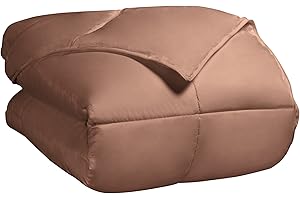 SUPERIOR Classic All-Season Reversible Down Alternative Comforter, Comfy, Fluffy, Cozy, Lightweight, Decorative, Duvet Insert, Plush, Oversized Bedding Essential, Box Quilt Design, Twin, Camel