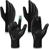 Liitrsh 2 Pairs Mens Winter Gloves Touch Screen Mirco Fleece Lined Water Resistant Gloves for Running Cycling Driving