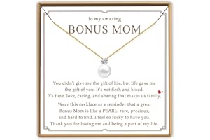 PEALICIOUS Single Pearl Necklace as Valentines Gifts for Mom, Bonus Mom Birthday Gifts for Step Mother from Daughter Son, Mot