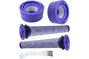 4 Pack Vacuum Filter Replacement Kit for Dyson V7, V8 Animal and V8 Absolute Cordless Vacuum, 2 Post Filter, 2 Pre Filter, Re