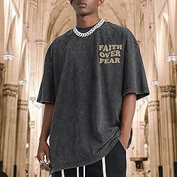 Kelxjia Christian Shirts for Men Faith Over Fear