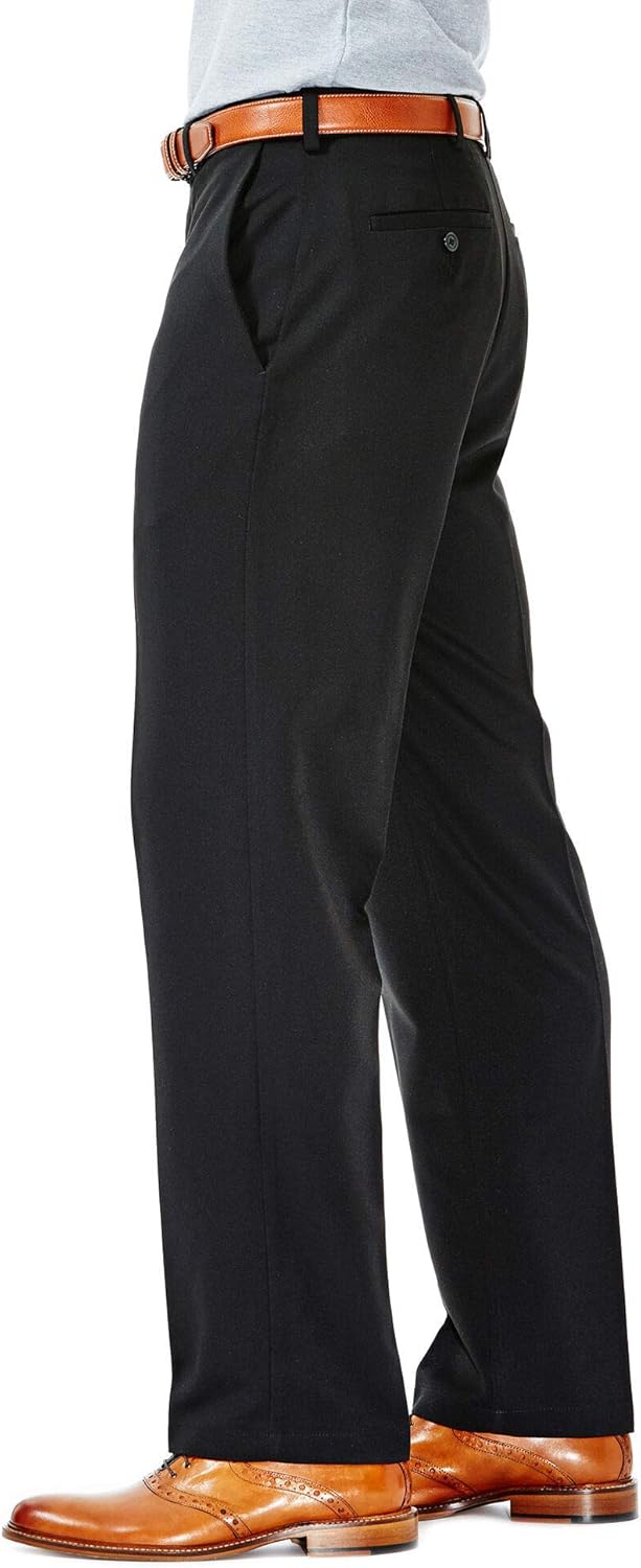 Haggar Men's Cool 18 Hidden Expandable-Waist Plain-Front Pant, Classic Fit at  Men’s Clothing store: Dress Pants