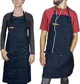 Chef Pomodoro Navy Blue Cotton Chef Apron Men Women Pockets Adjustable Neck view 1