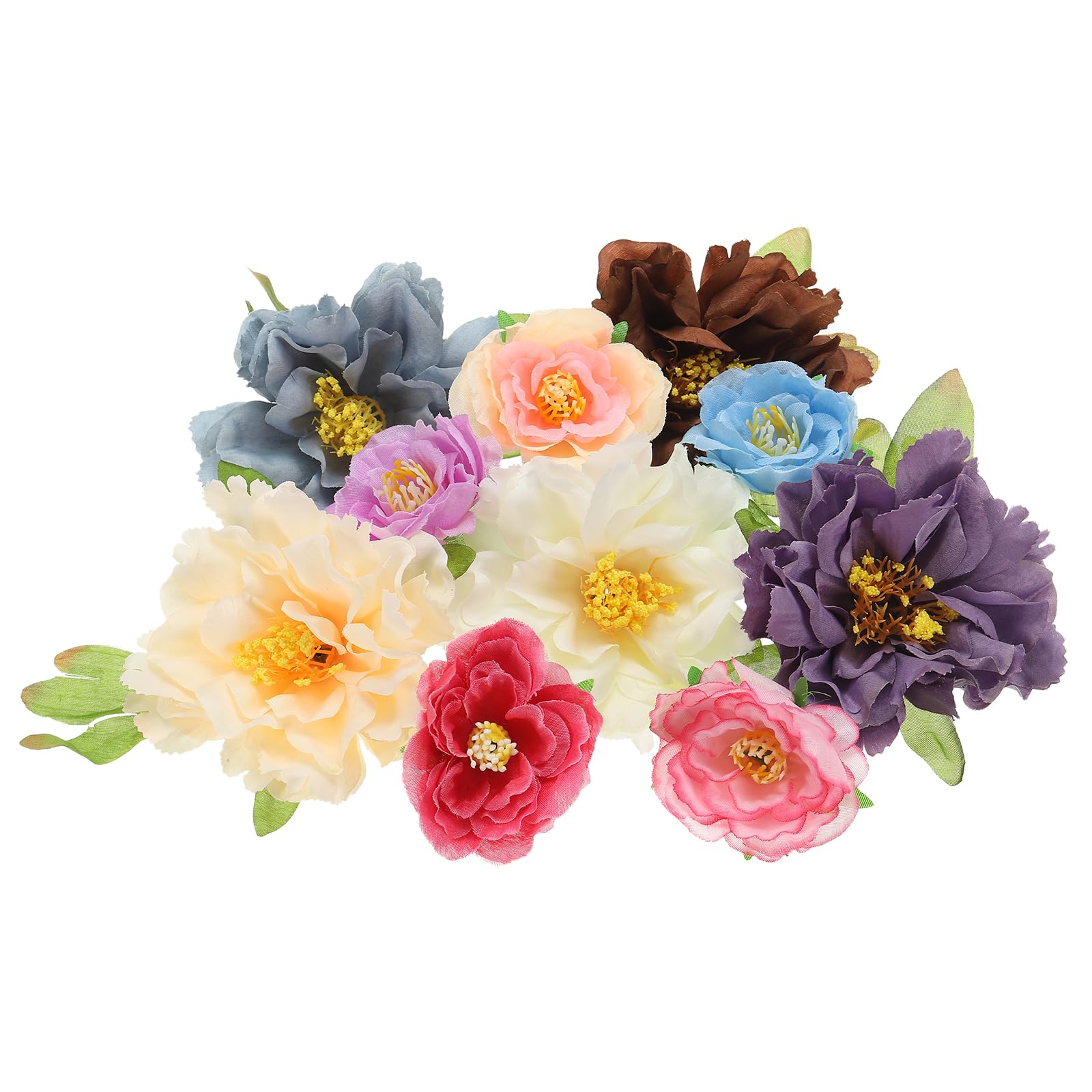 PATIKIL Artificial Rose Flowers Bulk, 1 Set Small Silk Fake Peony Flower Heads for Decoration Wedding Crafts Party Home Decor, Yellow/Pink/Red/Blue/Purple/White/Coffee