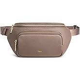Kattee Fanny Packs for Women, Leather Crossbody Bags for Women Trendy, Small Belt Bag,Fashion Waist Packs with RFID Blocking, Khaki
