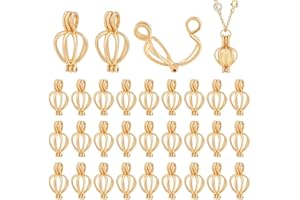 PH PandaHall Pearl Cage Locket Pendant, Pearl Cage Charm Brass Hollow Beads Holder Openable Stone Holder for Jewellery Making