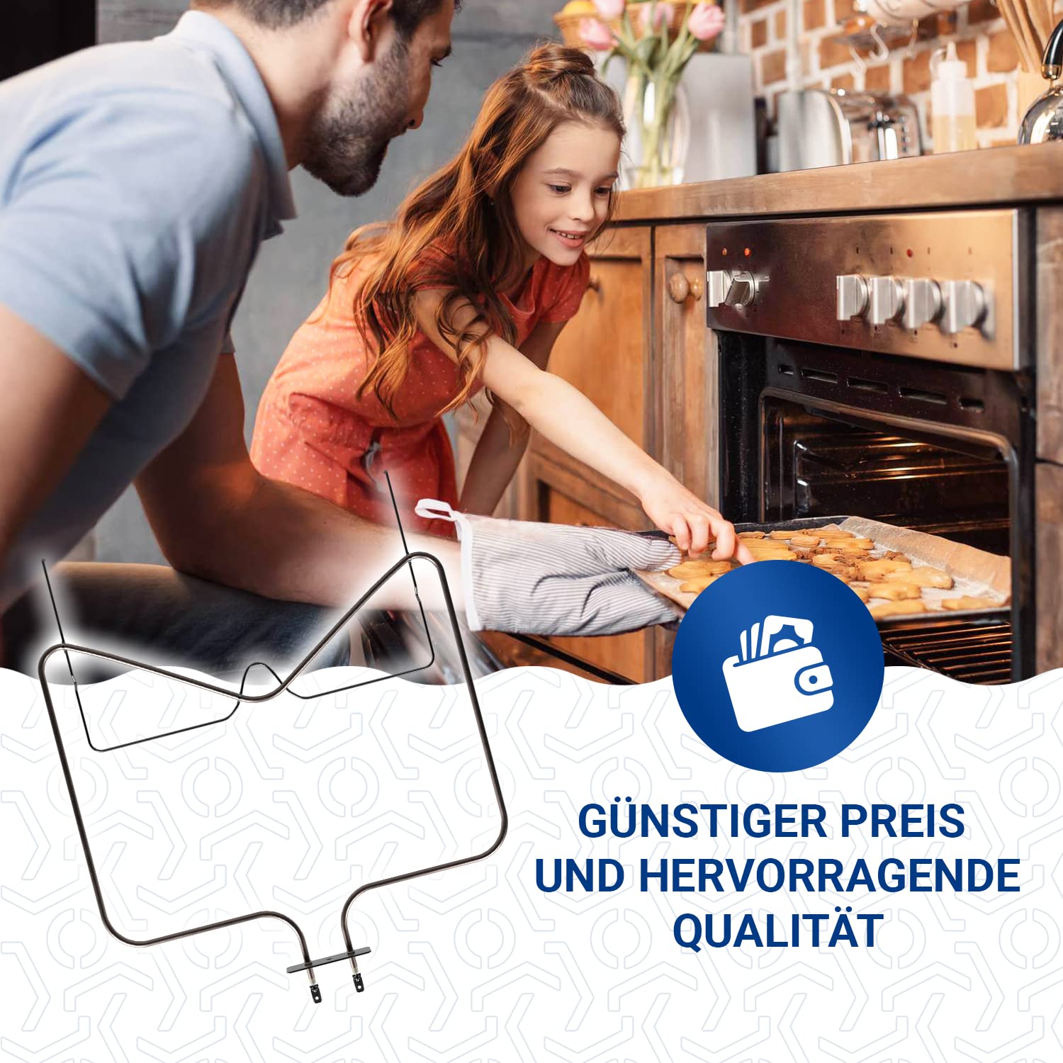 VIOKS Heizelement 230V 1150W Ersatz für Whirlpool 481010375734 Indesit C00324022 EGO 2041494000 Heizelemente für Bauknecht Ignis Backofenheizung für Backofen Herd Einbauherd Elektroherd 7