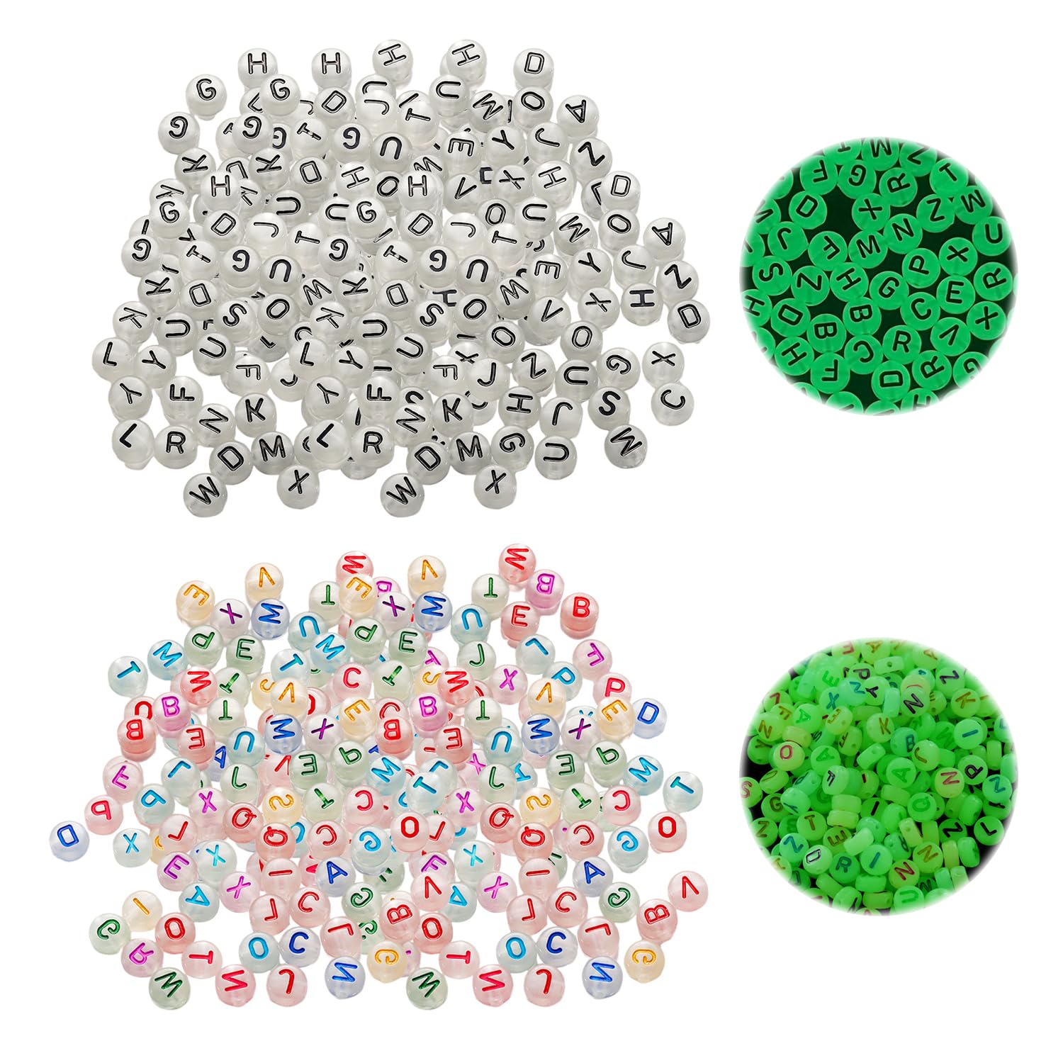 1000 Alphabet Beads, Luminous Alphabet Beads, Jewelry Making Alphabet Beads, Bracelet Alphabet Beads, Acrylic Alphabet Beads