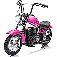 NEECHIPRO 24V 9AH Electric Dirt Bike for Kids, 250W Strong Motor 13.6MPH Fast Speed Electric Retro Off-Road Motorcycle, Leather Seat Dirt Bike, LED Lights, Air-Filled Tires, Pink