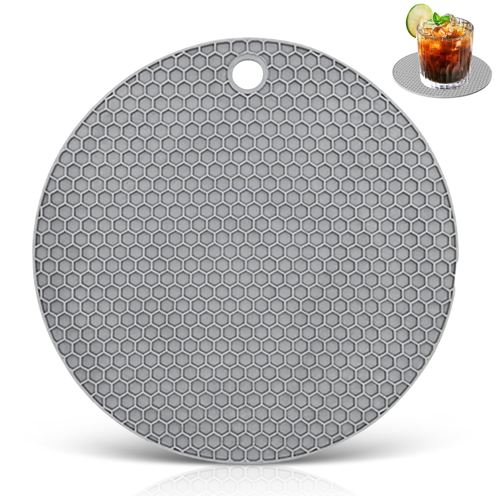 Silicone Trivet,15.5cm/6.1inch Non Slip Silicone Pad Mat,Round Placemat and Coaster Heat Resistant Table Mat Placemat Washable Place Mat for Cup Bowl