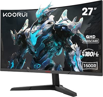 KOORUI 27 Inch QHD 1440P 180Hz VA Curved Gaming Monitor 1ms Adaptive Sync VESA