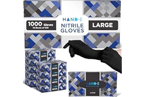 Hand-E Touch Disposable Nitrile Gloves 1000 Count Case - Latex Free, Powder Free, Surgical Medical Exam Gloves -Bulk Supply