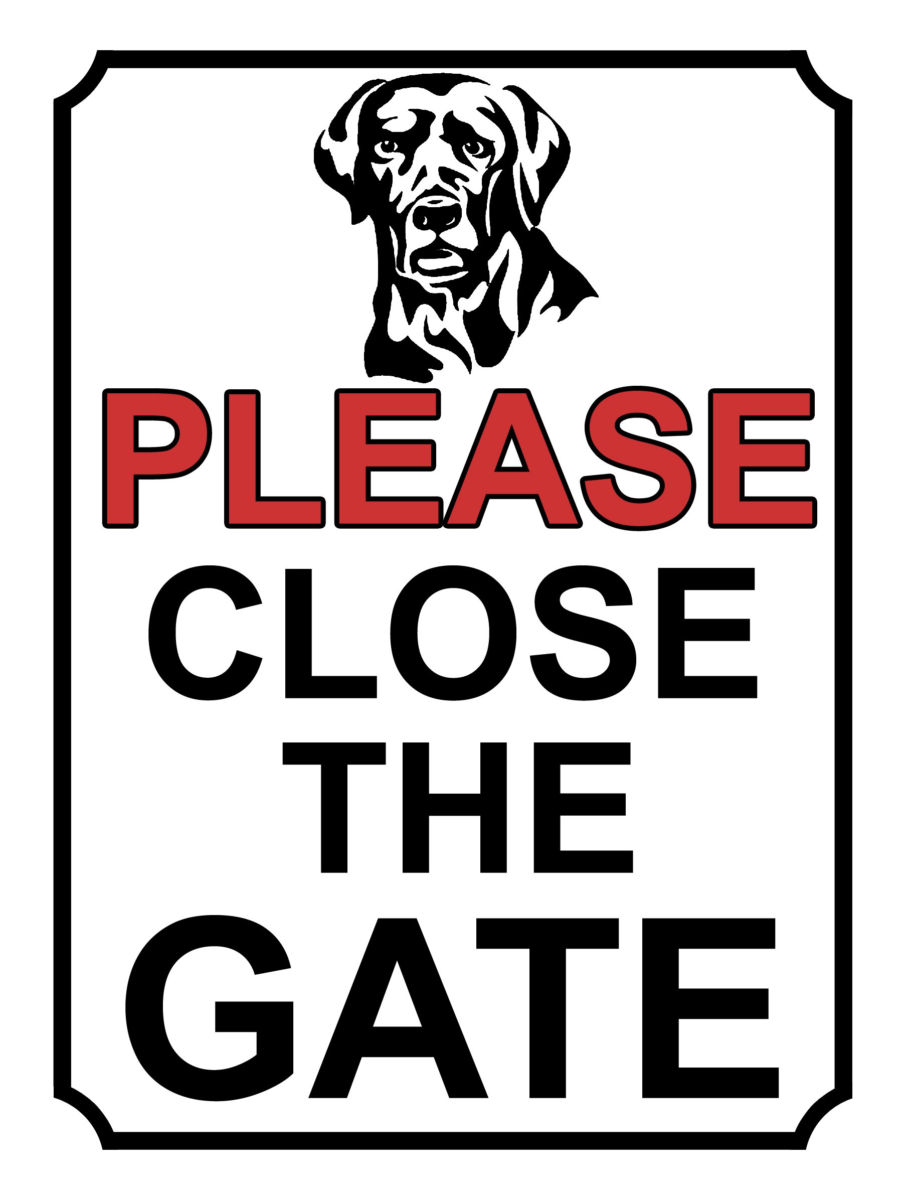 SHAWPRINT PLEASE CLOSE THE GATE DOG THEME METAL SIGN 200MM X 150MM (399H1)