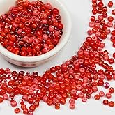 Bulk 4mm Red Seed Beads for Jewelry Making 110 Grams About 1600pcs,6/0 Glass Craft for Making Earrings, Bracelets, Pendants, Waist Jewelry, DIY Handmade Seed Beads(Red-AB Mix)