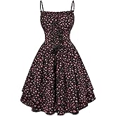 Scarlet Darkness Women Corset Floral Dress Spaghetti Strap Mini Sundress for Teens