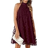 Gleeneat Womens Wedding Guest Floral Halter Tulle Cocktail Dresses 2026 Summer A Line Swing Sleeveless Mini Dress