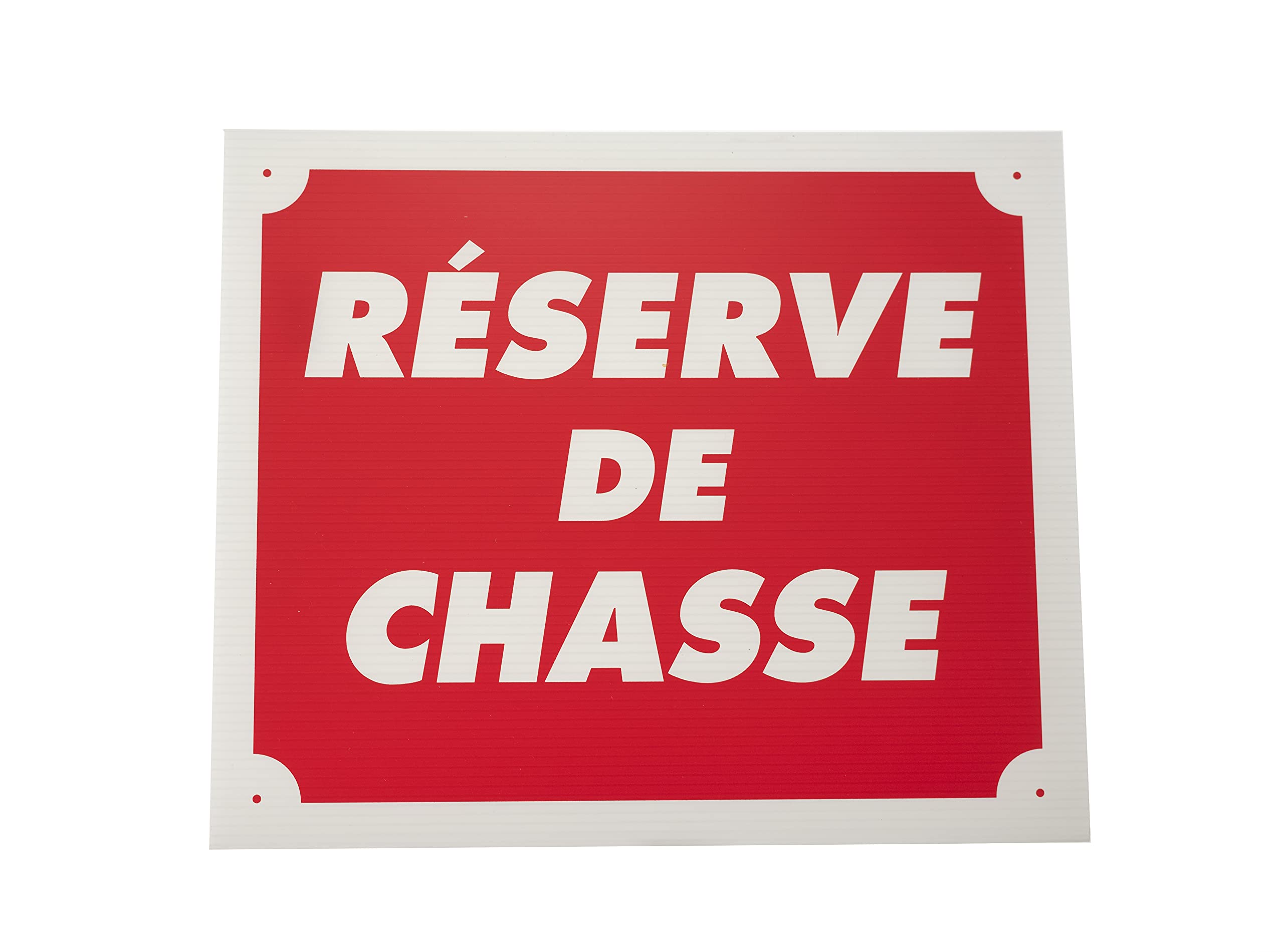 Januel - Rรฉserve de Chasse Sign - Sign for Hunting Territorial - 30 x 25 cm - Red & White - Flexible Akylux 4 mm One Size