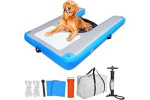 HONYTA Inflatable Dog Water Ramps, Float Floating Ramps for Dog Water Ladder Steps Ramp for Pools Boats Docks Swimming Pets Water Bed with Non-Slip Pad