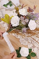 N&T NIETING 50pcs Artificial White Roses Real Touch Foam Flowers DIY Wedding view 7