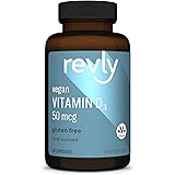Amazon Brand - Revly Vegan Vitamin D3, 50 mcg (2000 IU) Per Serving (2 Capsules), 60 Capsules, Food-Sourced, Gluten Free, Sup