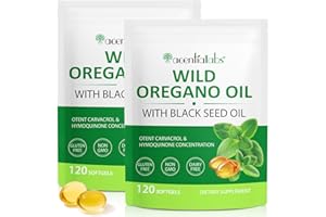 MXCZBSM Oil of Oregano Softgels, 2 in 1 Oil of Oregano with Black Seed Oil 240 Count, Oregano Oil Supplement Capsules, Organic Oregano Oil Extract, Non-GMO, Gluten Free - 2 Bag