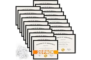 YixangDD 20 PACK Certificate Frames 8.5 x 11, Black Diploma Frame Document Frame with Clear Plexiglass, Picture Frames for Tabletop and Wall Display