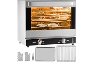 Uargd Commercial Convection Oven, 66L/60Qt Capacity, Half-Size Countertop Electric Oven, 1800W 4-Tier Toaster with Front Glas