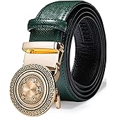 Barry.Wang Designer Mens Belts Leather Ratchet 1 3/8" Adjustable Sliding Buckle Dress Belt Automatic Strap Golf Business