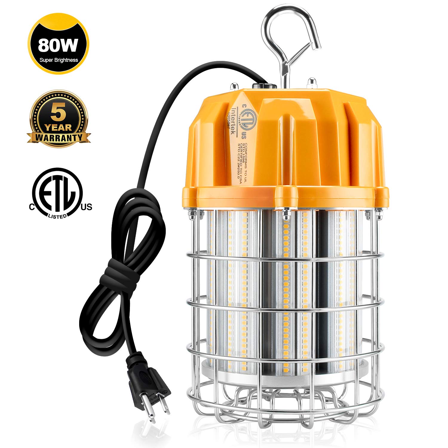 80W LED Temporary Work Light 5000K 11 600LM Portable Construction Drop