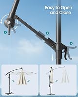 SONGMICS Cantilever 3m Garden Parasol with Base Beige LED Lights UPF 50+ view 7