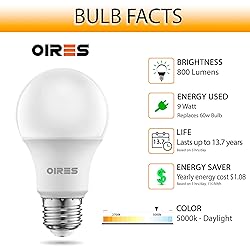 OIRES 60W Equivalent LED Light Bulb 800 Lumens A19