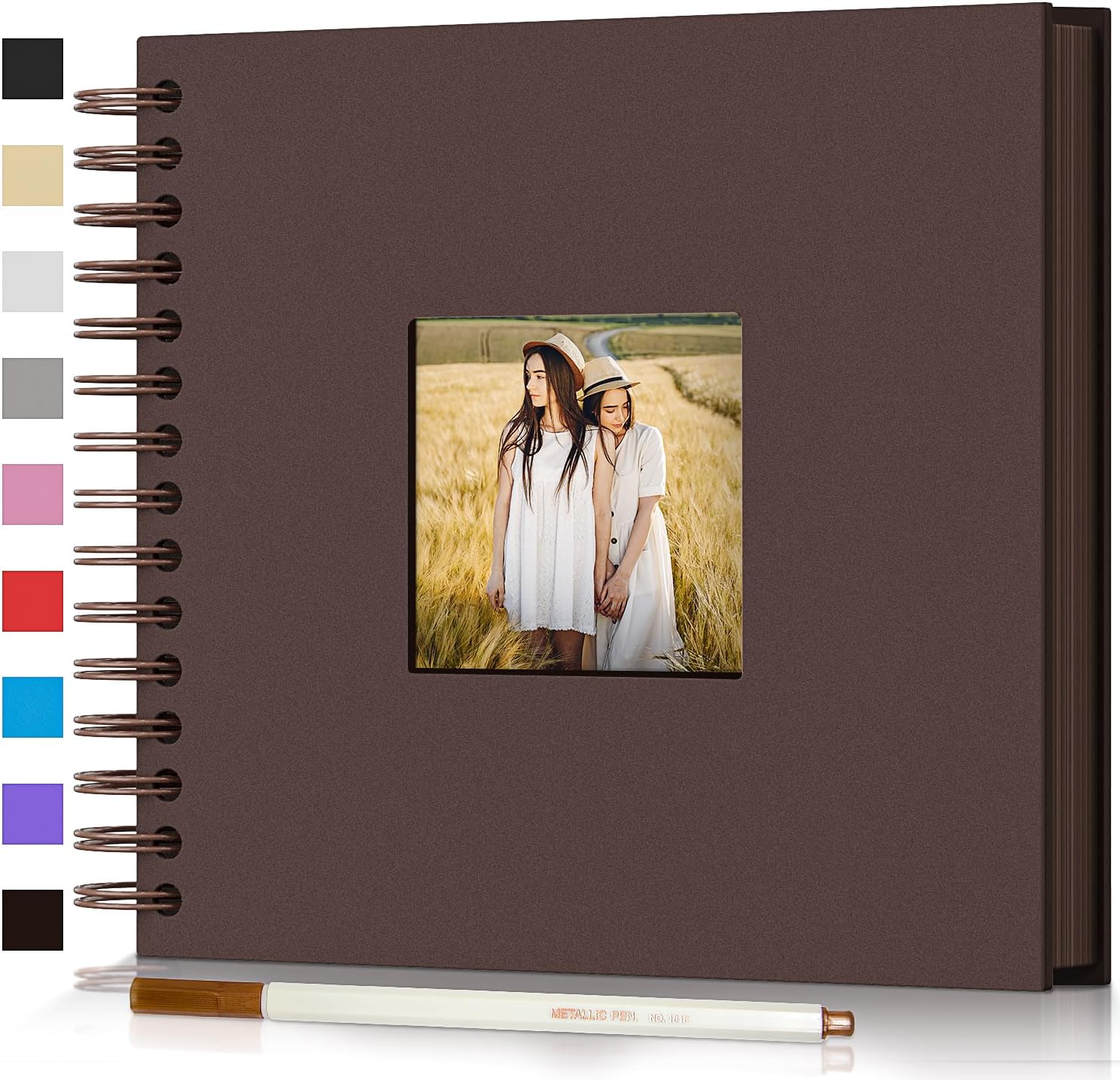 Photographs - Scrapbook Photo Album,8x8in DIY Hardcover Kraft Photo Album with Display Picture Window,Personalized Blank Memory Book for Family, Wedding,Guest Book,Anniversary,80Pages/40Sheet