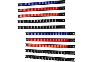 CASOMAN 10 pcs Screwdriver Organizer and Wrench Organizer, Wall Mount, Hand Tool Holder, Plastic Rail Wrench Hanger with Clip