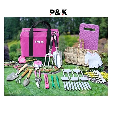 49 teiliges Gartenwerkzeugset mit Korb und Tasche