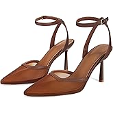 MAIJED Closed Toe Mesh Heels for Women Pointed Toe Ankle Strap Stiletto Heeled Sandals Wedding Evening Dress Pumps Shoes