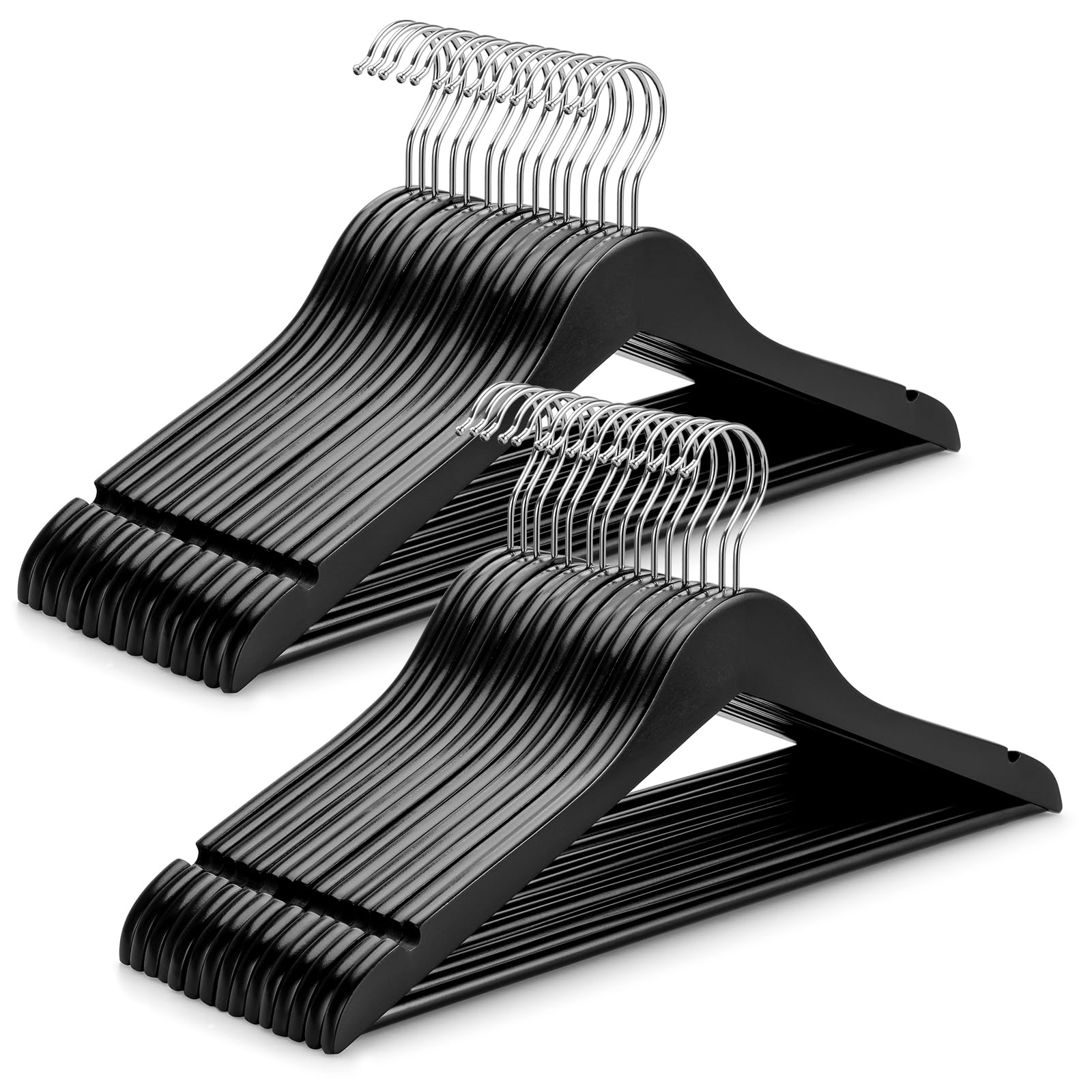 Photo 1 of 180 ** TOPIA HANGER Wooden Coat Hangers 180 Pack, Black Wood Suit Hangers, 360° Swivel Hook and Non-Slip Shoulder Notches for Camisole, Jacket, Pant, Shirt, Smooth Finished Clothes Hangers -CT54B30