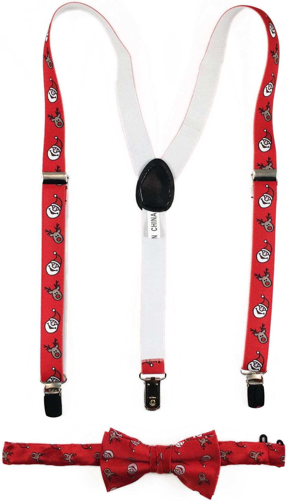 Boy's Christmas Clip-on Suspender & Matching Bow Tie Set (Age 4-7)
