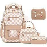 Similove 4PCS Girls Backpack Pin Display Ita Bag with Lunch Box | Kids Bookbag w/ Lunch Bag &amp; Pencil Pouch for Teens &amp; Tweens, Aesthetic Schoolbag for Elementary Middle High School College